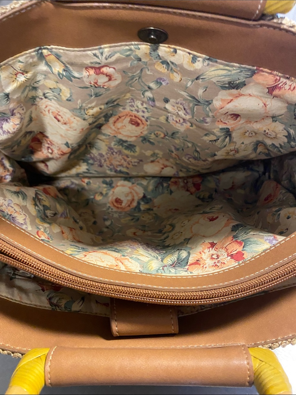 Fossil Woven Straw Tote with Yellow Handle #76082 View 3